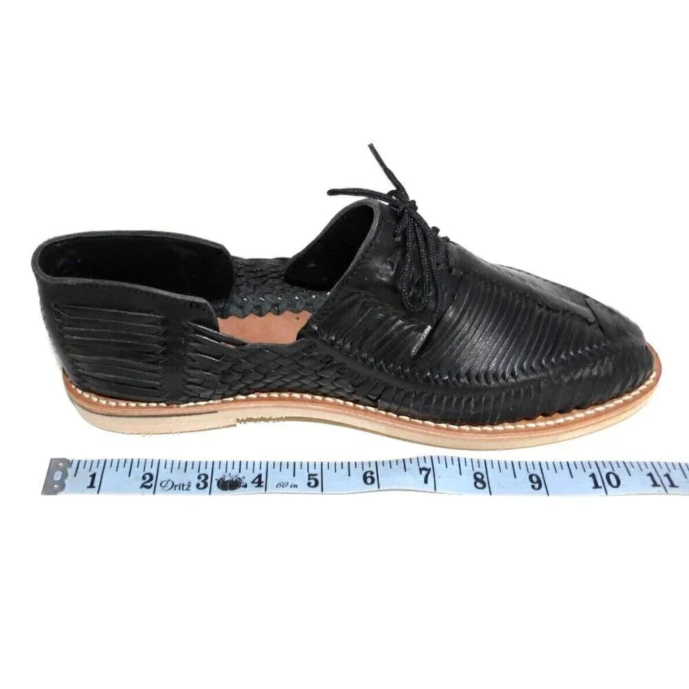 LUCILO black leather huaraches lace up loafers women's size 10 NEW, NO TAGS